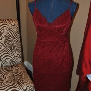 Sexy Burgundy lace party slipdress